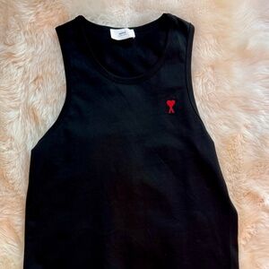 AMI Paris Black Ami de Cœur Tank Top